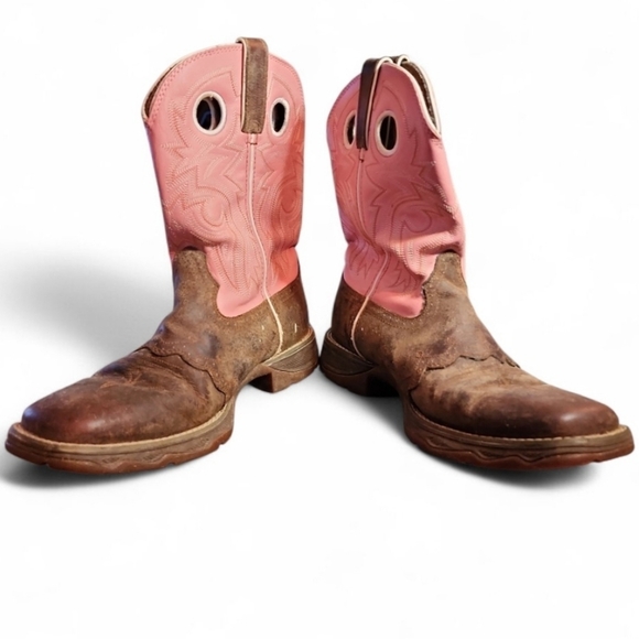 Durango Women's Flirt Western 10 inchSaddle Boots Size 9 M Pink Brown Leather - Picture 3 of 9